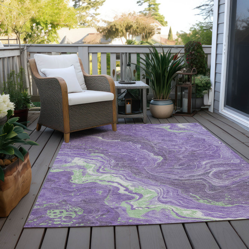 Addison Purple Abstract Washable Non-Slip 3' x 5' Rug