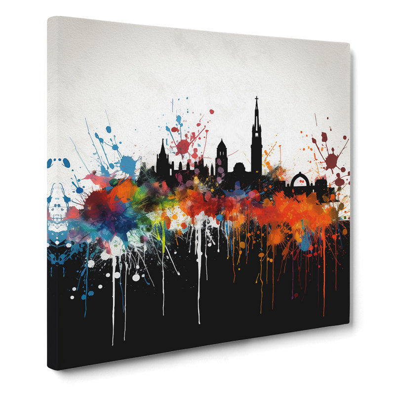 City Of Glasgow Splatter Art - Print, 35cm H x 35cm W x 3cm D