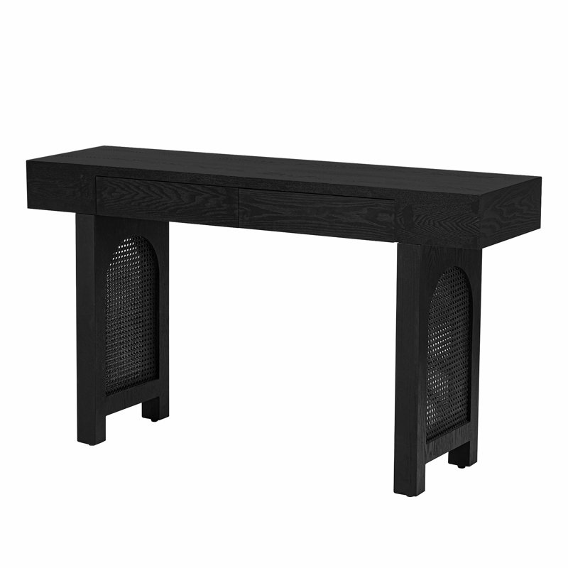 Accent Console Table With Storage Drawers, Black