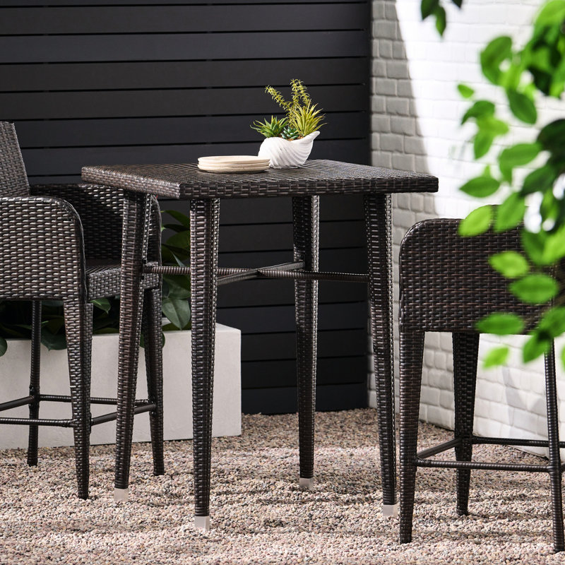 32" Square Bar Table - Elegant Backyard Furniture, All Weather And Iron, 41" H X 32.5" W D, Brown Multi Hued Outdoor & Simple Yet Classy,