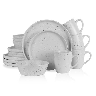 Service de table 16 pièces en grès Aldren, gris clair