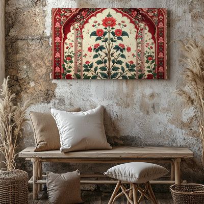 Canvas Regal Persian Floral Arch Ornate Mughal Botanical Some Art Wall Art Ready To Hang Gallery Wrapped Home Decor Premium Quality