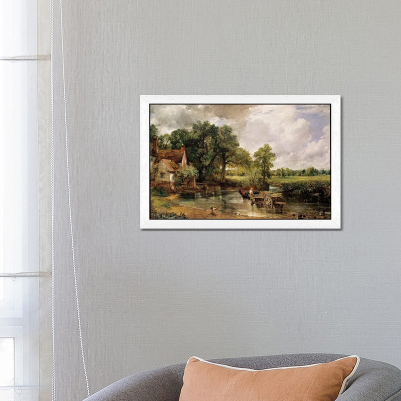 The Hay Wain, 1821 by John Constable - Floater Frame Print on Canvas, White, 45.72cm H x 66.04cm W