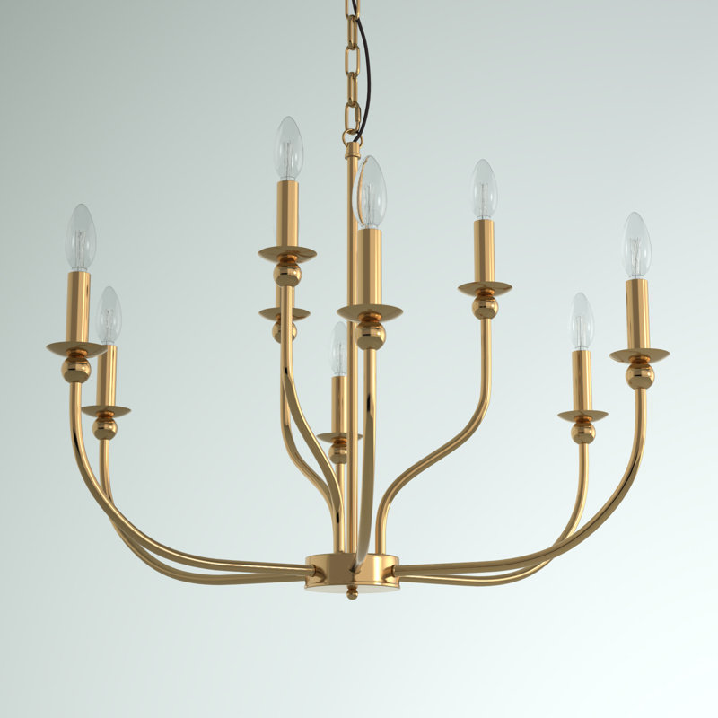 Capili 9 - Light Bulbs Modern Design Candle Style Classic / Traditional Chandelier Light Fixture, Gold