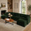 Canapé d'angle confortable en forme de U avec méridienne réversible, grand canapé d'angle modulaire en forme de U, deux poufs supplémentaires, chenille verte-237795058
