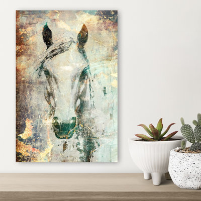 Mystic Horse Portrait Abstract Elegant Mystical Horse Portrait Wall Art Print 1 Piece Wrapped Canvas Wall Art