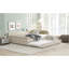 Grand lit plateforme tapissier avec port USB et lit gigogne simple, beige-1976655067