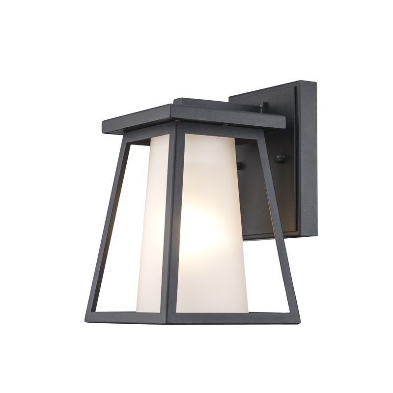 Lanterne murale d'extérieur en verre noir givré, H 8,6 po x l 5,5 po x P 6,5 po