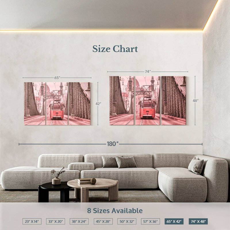 Mehar Pink Cable Car, 42" H x 65" W