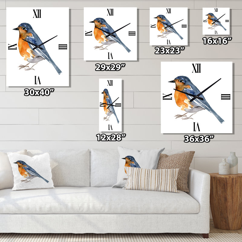 Horloge murale rétro - oiseau orange rétro, Très grand