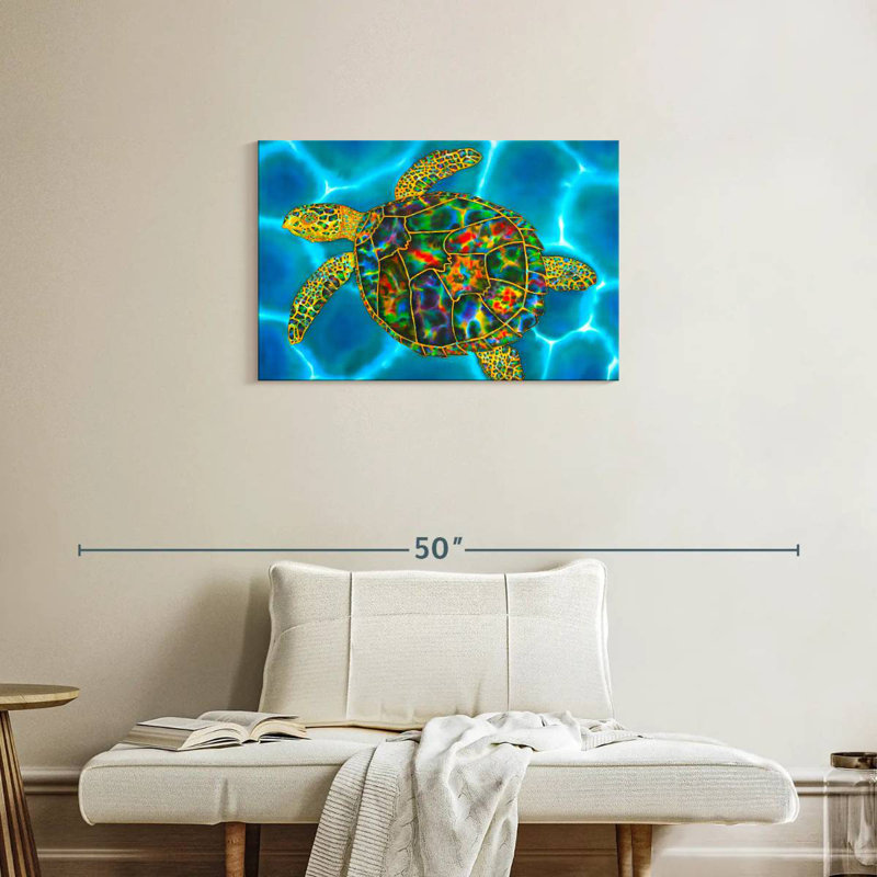 Brampt Rainbow Opal Sea Turtle, 20" H x 30" W
