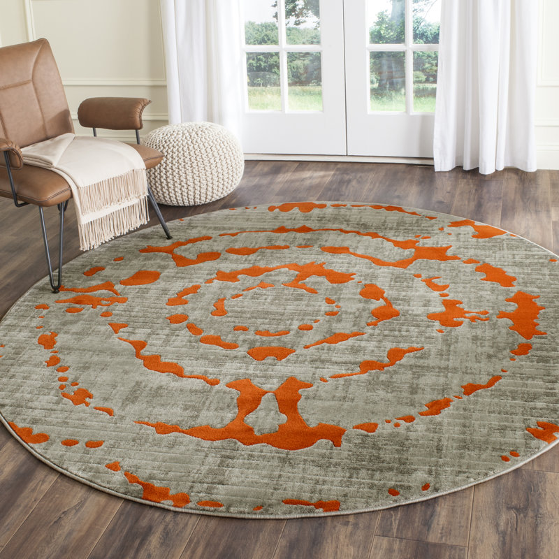 Tapis à motif abstrait Deasia Porcello, Rond 5 pi 1 po