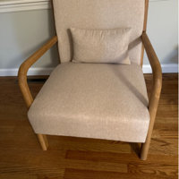 Hertford Upholstered Linen Blend Accent Chair with Wooden Legs and One Pillow Sand & Stable Fabric: Beige Linen Blend