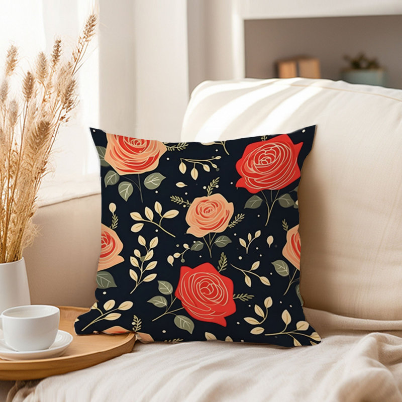  Floral Pillow Cover, 18"H x 18"W