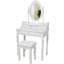 Bureau de meuble-lavabo avec miroir pivotant à 360 °, rangement à 4 tiroirs, finition blanche, tabouret confortable, tiroirs visuels attrayants, structure stable polyvalente rembourrée-1922352005