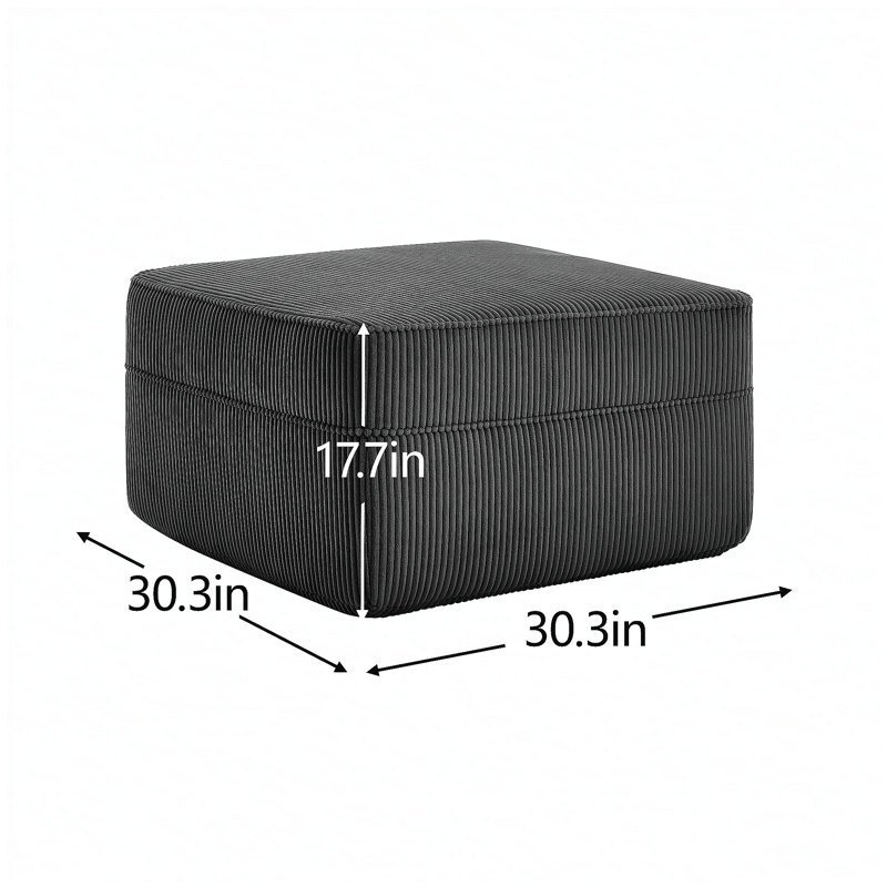 Martha Ottoman Corduroy - black, Black