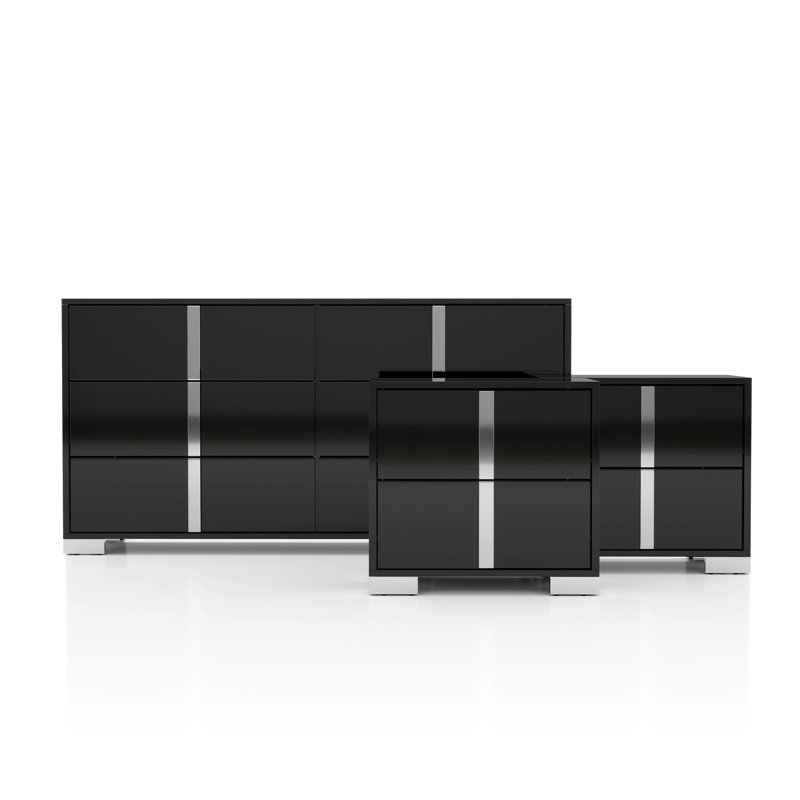 Duckworth Nightstands And Dresser Set, Black, 3 Pcs: Dresser, 2 Nightstand