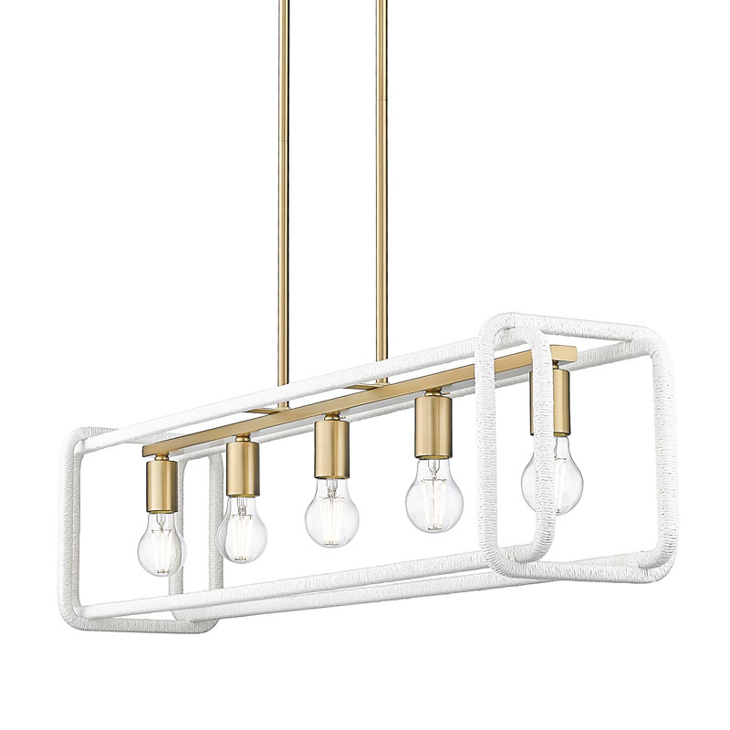 Coppolino 5 - Light Kitchen Island Pendant, Brushed Champagne Bronze/White