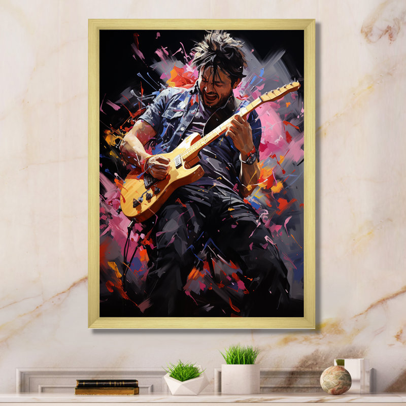 Yovanni Music Pop Rock Explosion I, Encadrement doré, H 32 po x l 24 po x P 1 po