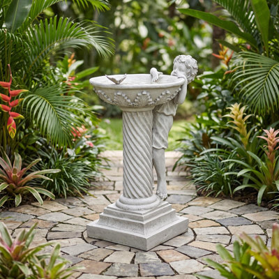 Emiliano Resin Single Tier Birdbath
