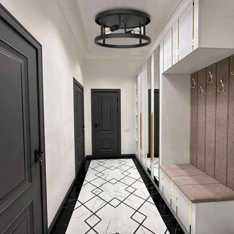 Plafonnier encastré 2 lumières en métal noir