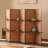 5 Panels Brown Solid Wood Folding Room Divider