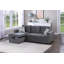 Canapé d'angle convertible en velours gris avec lit gigogne et méridienne de rangement, 2 pièces