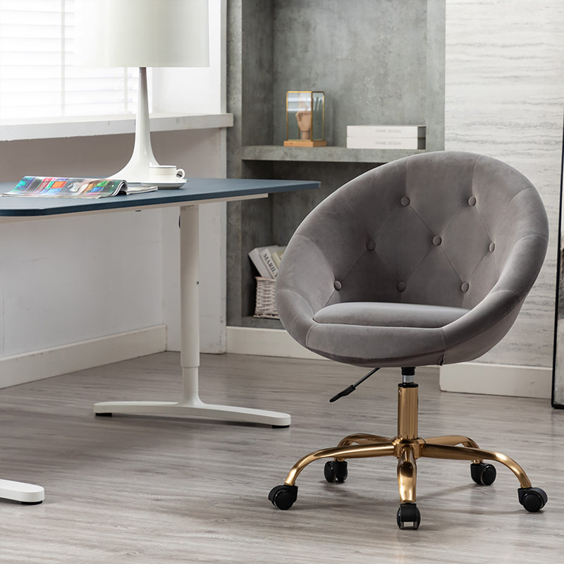Chaise de bureau ergonomique rembourrée en velours, Gris