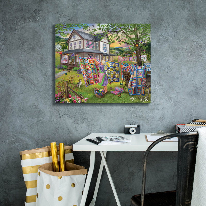 «Farmhouse Quilts» par Bigelow, illustrations sur toile, H 20 po x l 24 po x P 0,75 po