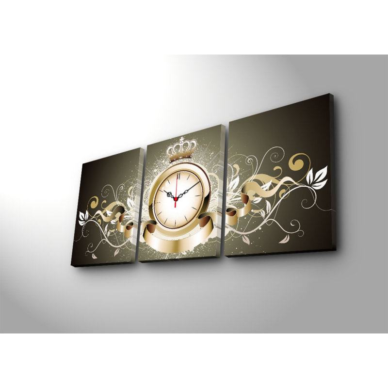 Elegant 3-Piece Decorative Canvas Wall Clock Set, Suede Canvas, Total Size: 37.8 x 15.7 inches | Sturdy 100% Wooden Frame, Thickness: 1.2 inches | Perfect for Home Decor & Modern Interiors, Unique Design