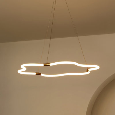 Maristella 31.5" Contemporary Minimalist Metal/Acrylic Adjustable Dimmable Cloud Integrated Chandelier
