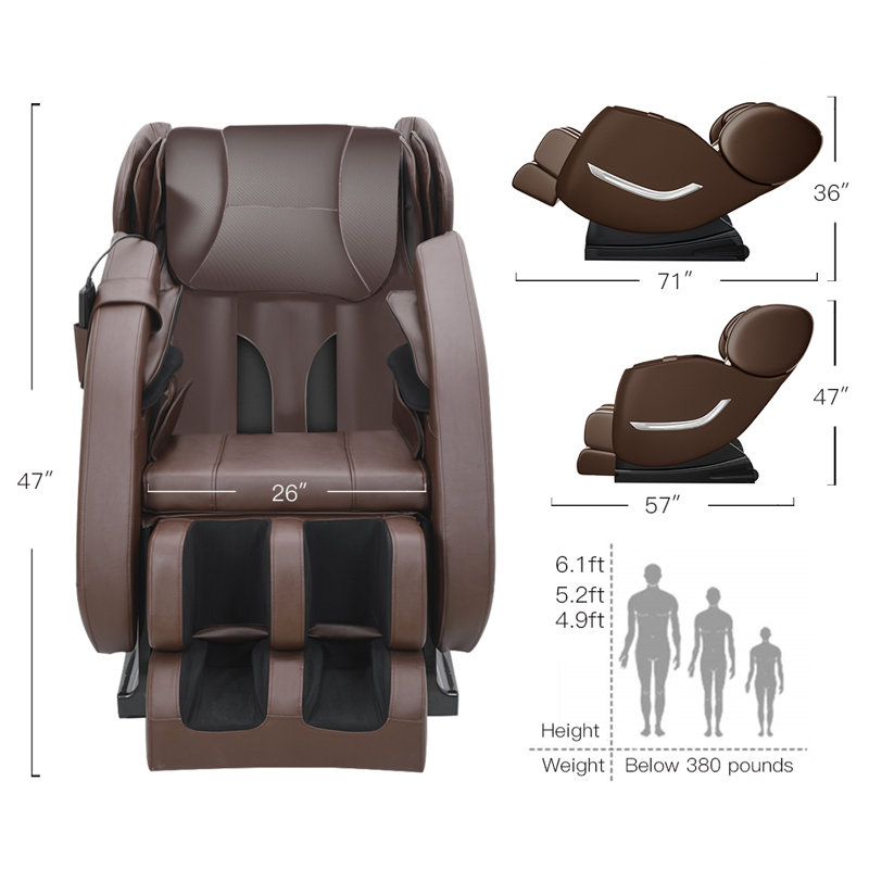 Fauteuil de massage inclinable électrique en similicuir, Similicuir brun