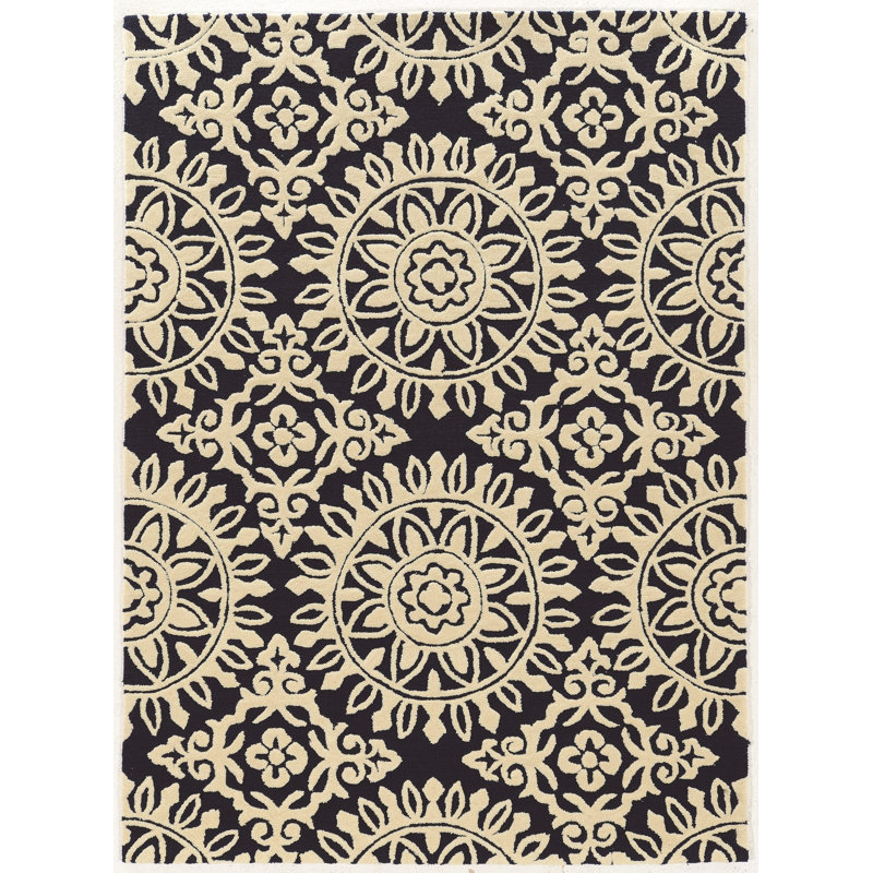 Equelle Hand Tufted Geometric Indoor Rug, Rectangle 5' x 7'