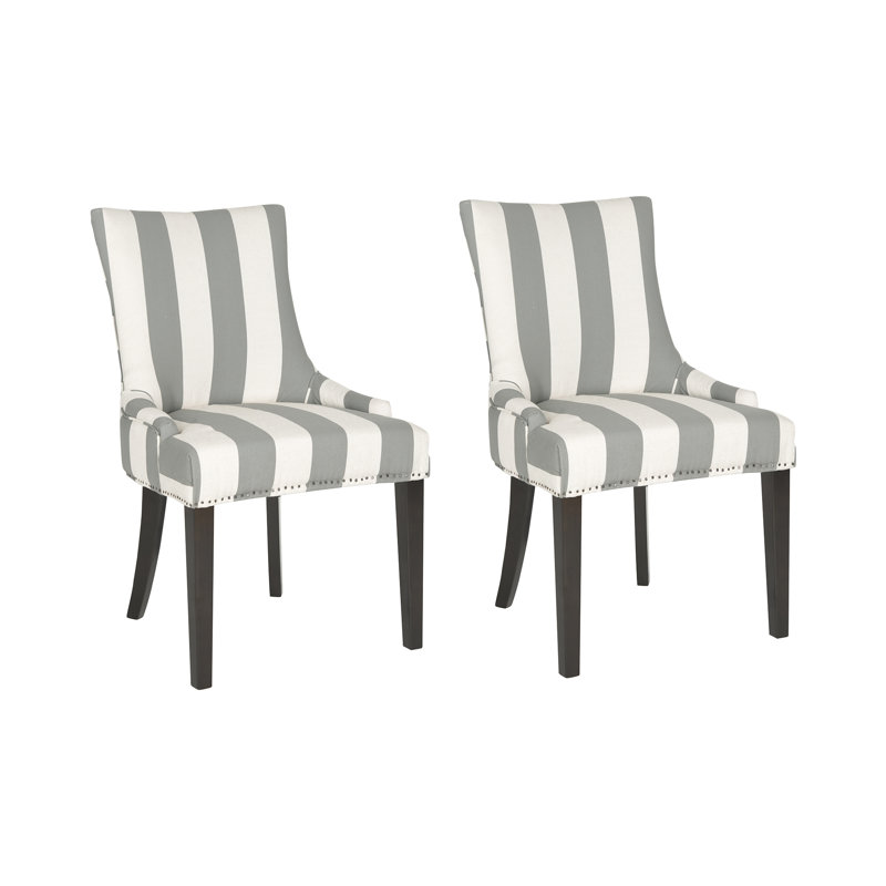 Baumgarten 49.53cm H Upholstered Side Chair, Grey/Bone, Black