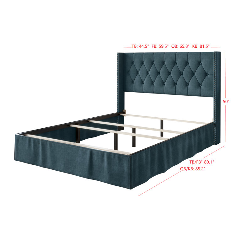 Bellavia Tufted Upholstered Panel Bed, Twin, Blue