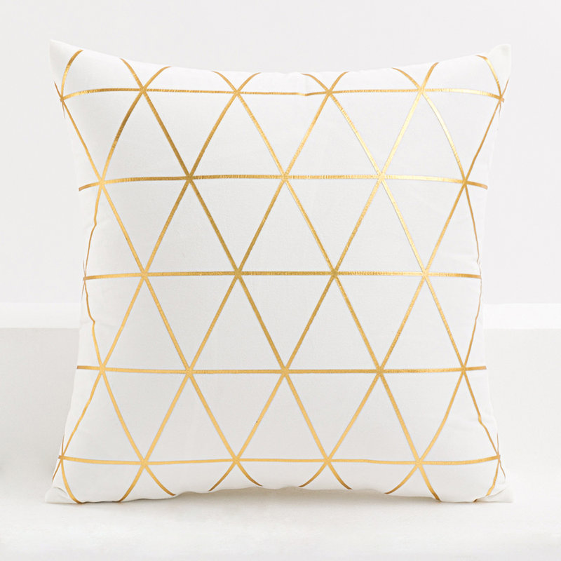  Housse de coussin carré et insert, Blanc, 18 po x 18 po, Polyester