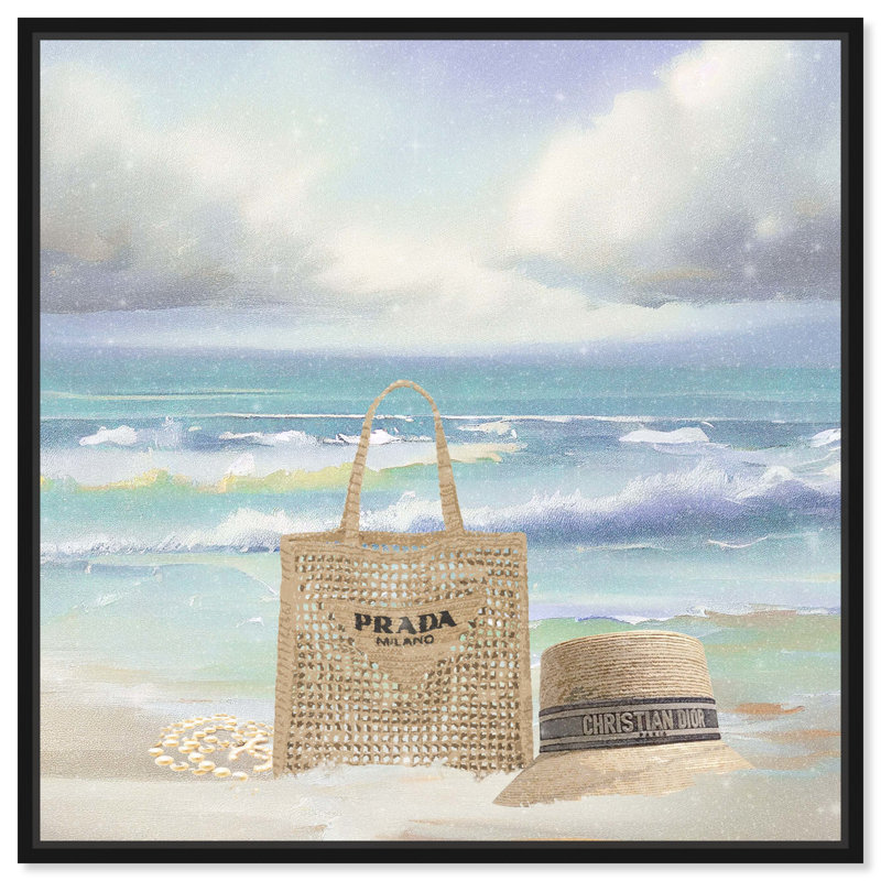 Accessoire en bord de mer, art mural par Art Remedy, Cadre noir, H 13 po x l 13 po