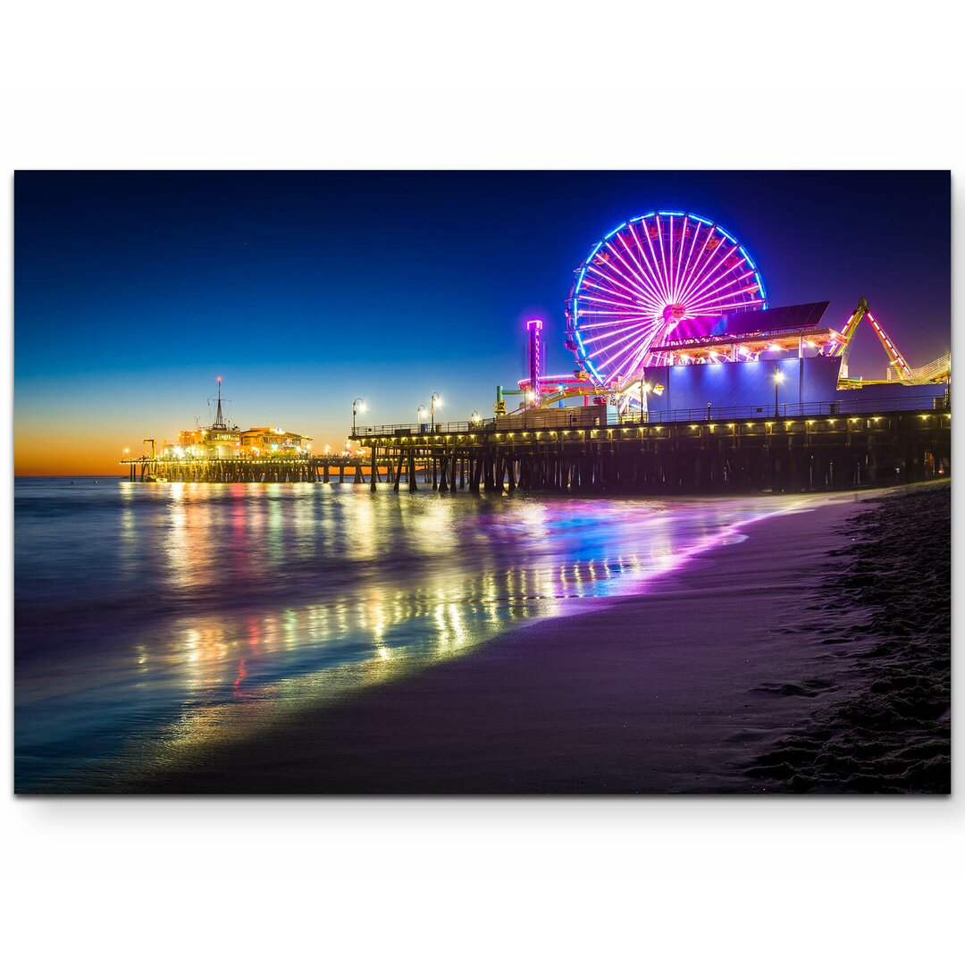 Leinwandbild Santa Monica Pier bei Nacht