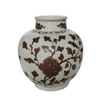 Vase de table intérieur / extérieur brun / blanc 16 po