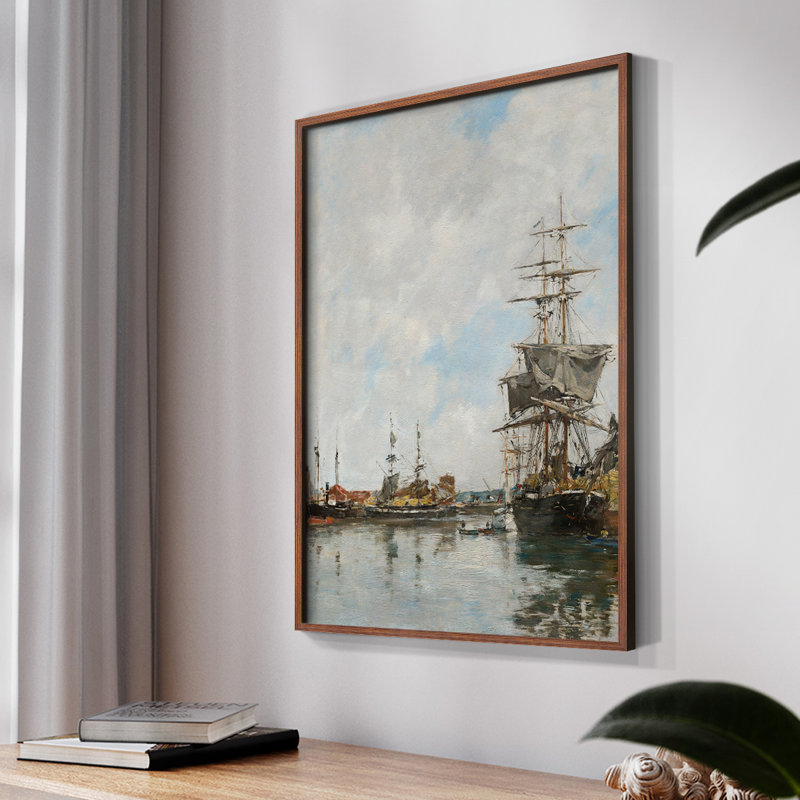 Impression nautique rétro sur toile XLIV, Papier avec cadre noyer, H 10 po x l 8 po