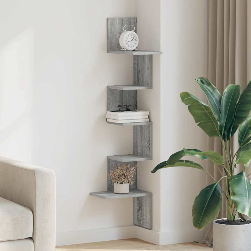 Aydali 5 Piece Corner Shelf, Grey Sonoma, 127.5cm H x 32cm W x 32cm D