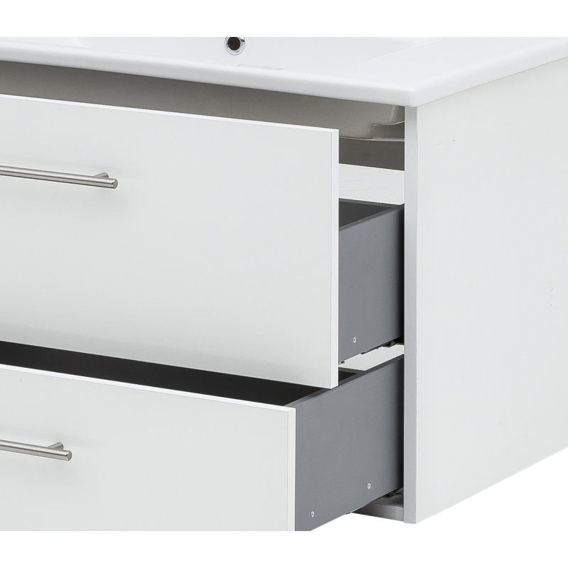 Basic 85 cm Wide Wall-Mounted Single Washbasin
