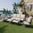 6 PCS Outdoor Metal Conversation Set With 360° Swivel Rocking Chairs, Sofa, &Ottoman For Patio, Garden, Deck Or Poolside-1026613879