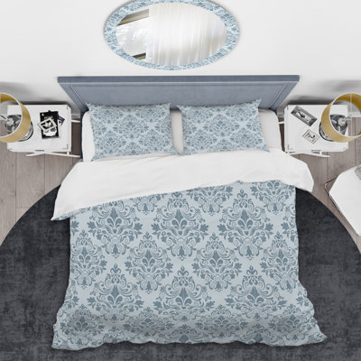 Damas gris - ensemble de housse de couette abstrait - microfibre de polyester