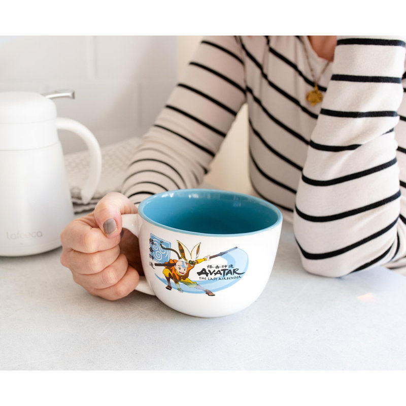 Grande tasse à soupe en céramique Avang: The Last Airbender Aang And Momo | Peut contenir 24 onces