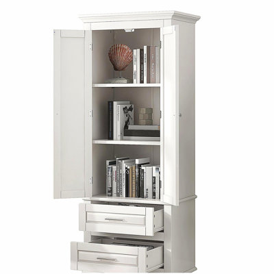 Tall Storage Cabinet with Two Drawers for Bathroom/Office, White(Old SKU:WF299284AAK)