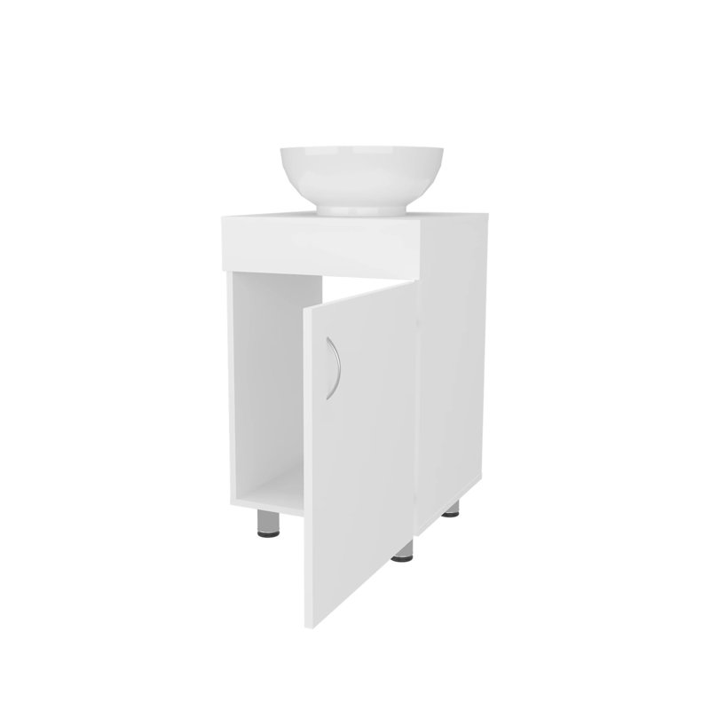 Meuble-lavabo avec lavabo et robinet intégrés, Blanc