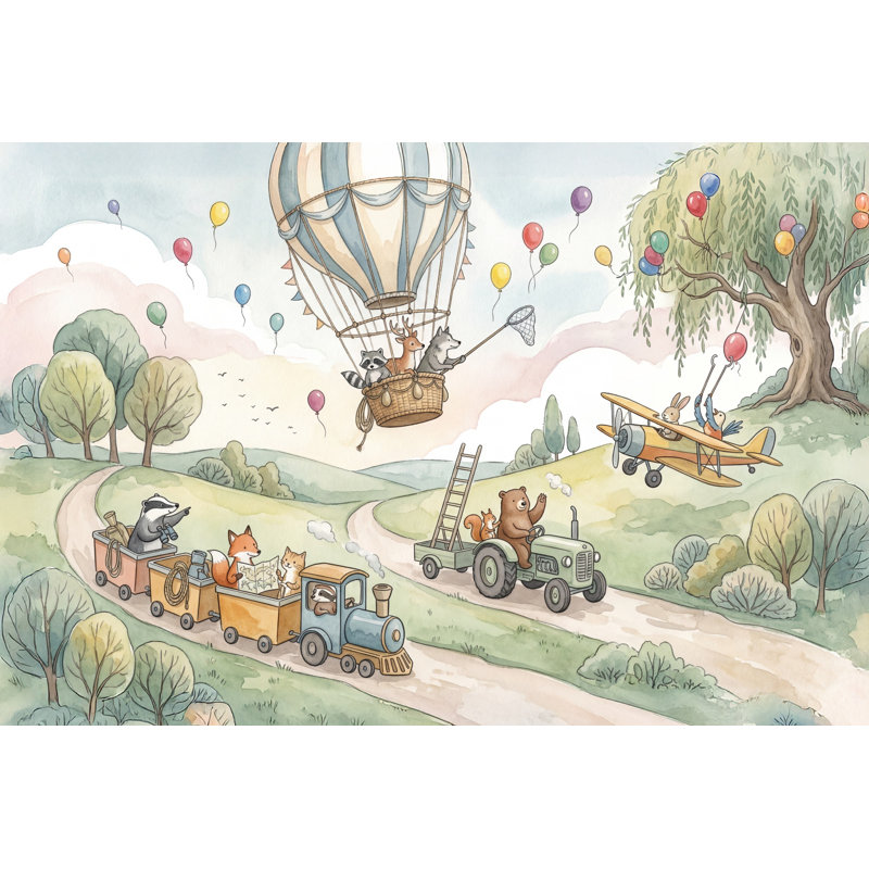 Papier peint montgolfière amovible, 160 po x 108 po, Peler et coller