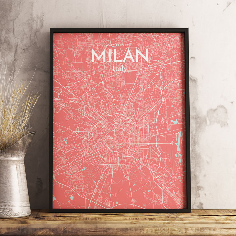 Milan City Map - No Frame Print, 43.2cm H x 27.9cm W x 0.13cm D