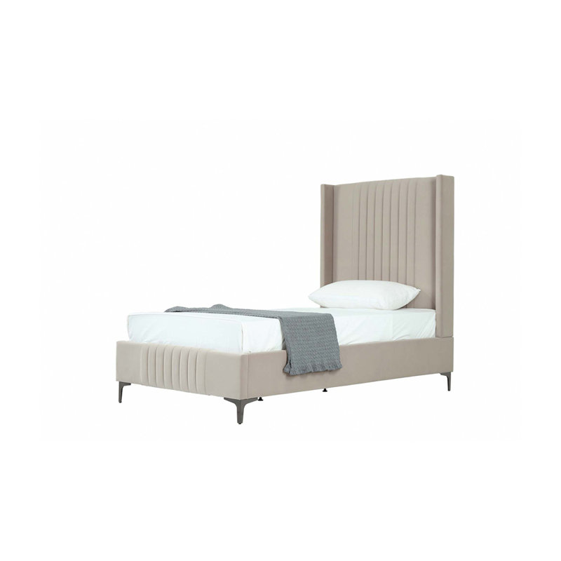 Lit simple tapissier Promenade, Beige, Simple